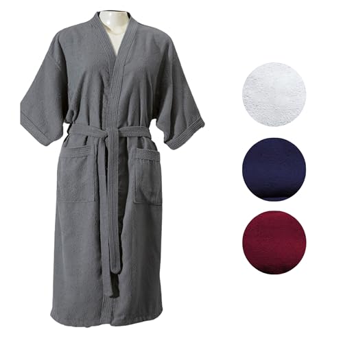 Roupão de Banho Atoalhado 100% Algodão Toalha Macio Felpudo Pijama Feminino Inverno Manga 3/4 Presen