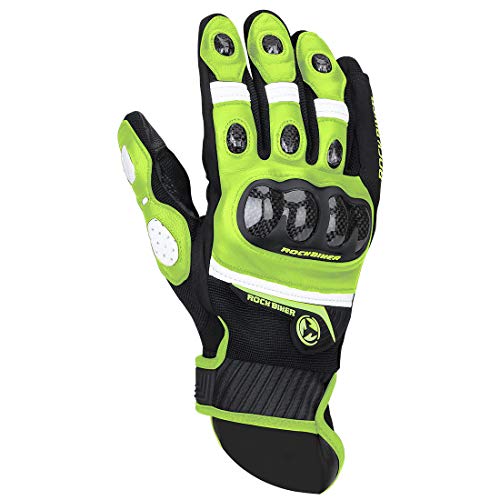 Guantes Moto Verano Hombre Mujer Cuero Pantalla Táctil con Protector de Carbono Dedo Completo