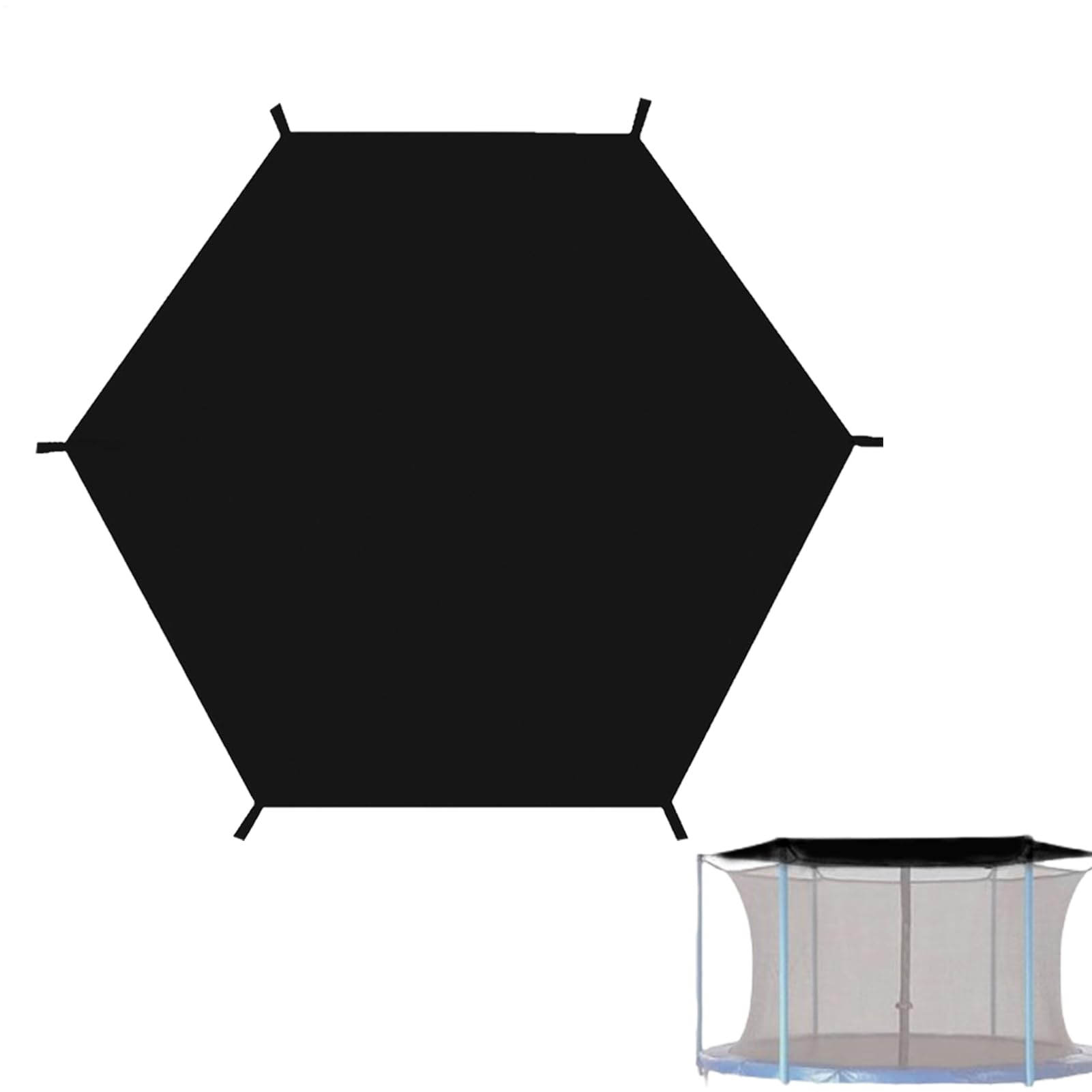 Trampoline Shade Cover, Sun Protection Canopy, Waterproof Uv-Resistant Shield, Durable Nylon Material, Easy Installation, Outdoor Garden & Backyard Use, 6ft-14ft, Black, 1 Piece