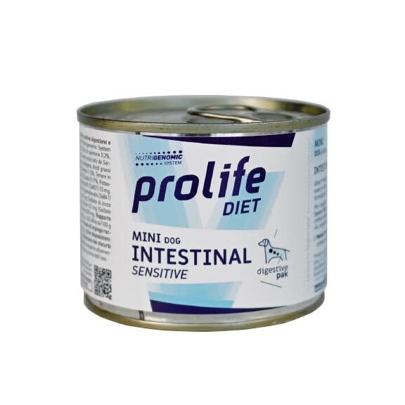 Prolife Intestinal Dog Alimento completo dietético para perros con trastornos intestinales, dieta veterinaria, sabor cerdo | 6 latas de 200 gramos cada una