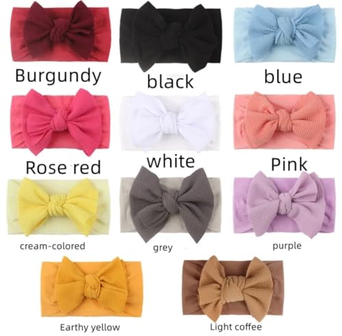 5-Pack Oversized Baby, Toddler and Young girls Bow Headbands – Soft Stretchy Knotted Turban Hairbands for Newborns, Infants, Toddlers & Young kids (Colors Vary)2