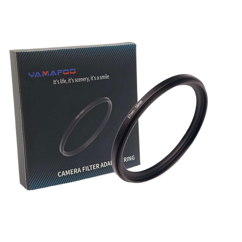YAMAFOO 57mm to 58mm Step-Up Ring/Step Down Rings Filter Adapter for All Brands UV ND CPL Metal Ring Step-Up Rings Adapter Filter,Black (67-58)