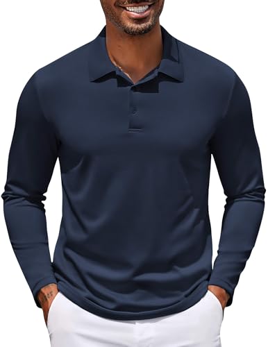 Polo manches longues homme anti-humidité col classique chic COOFANDY
