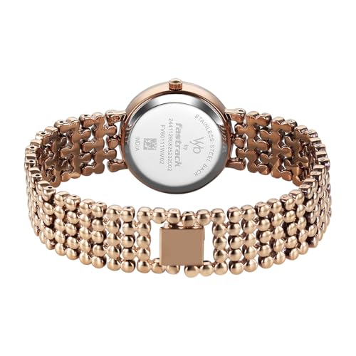Image of Fastrack Vyb Iconique Quartz Analog with Lavender Dial Rose Gold Strap Watch for Women - FV60111WM02W