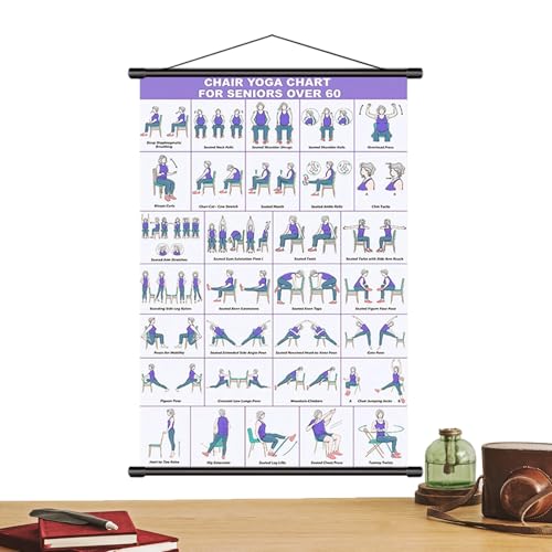 Tabla de yoga en silla para personas mayores y principiantes póster plegable