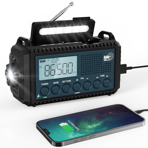 短波ラジオ - 防災特化、FM/AM、バッテリー超長持ち、懐中電灯