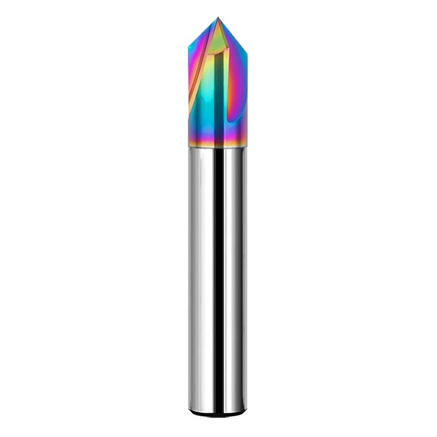 4mm 6mm Shank Chamfer End Mill Aluminum CNC Milling Cutter Nano Coating Alloy Center Drill Bit for Metal Straight Groove Router Bits(HRC65x3F,10.0MMx10Dx75L)