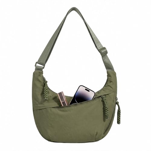 Sac demi-lune femme imperméable : sac à bandoulière nylon rembourré de qualité