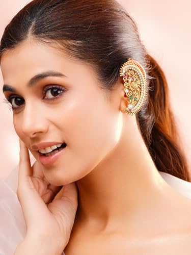 Image of Rubans Ear Cuff Jhumka Earrings Indian Ethnic Jewellery Gift for Women & Girls