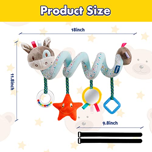 Image of GKDOMS Baby Car Seat Toys Activity Stroller Toy for Boys Girls 0 3 6 9 10 12 Months, Spiral Hanging Plush Toys, Baby Shower Thank You Gifts