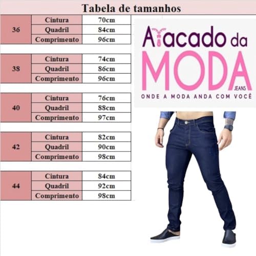 Calça Masculina Azul Escuro Slim (BR, Cintura, 40, Slim, Regular, 1, Jeans)