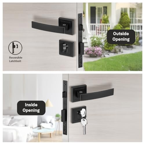 Image of Yale YECM-405-OR-TT-BM Mortise Door Lock for Bedroom /Home /Office /Hotel Suitable for Left /Right Handed Doors | Comes with Rose & Escutcheons with Thumb Turn, 3 Keys Cylinder and Lock Body (Black Matt)