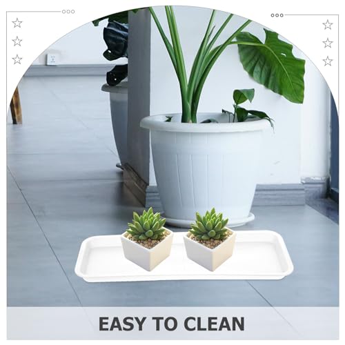 Plateau rectangulaire plastique blanc pour pot de fleurs réutilisable