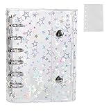 シール帳 透明 バインダー手帳 A7サイズ 透明リフィル10枚付き クリアバインダー 女の子 星柄タイプ ダブルスナップ留め シルバー金具 PVC素材 6穴 シール収納 推し活グッズ シール帳 はがせる