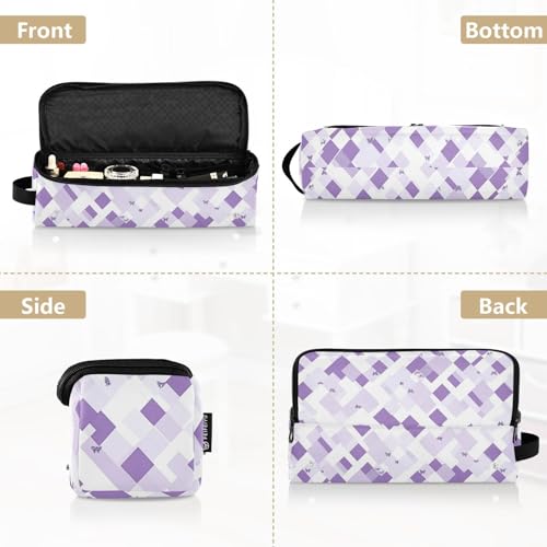 Bolsa de viaje para herramientas de cabello con tapete resistente al calor, organizador para planchas, rizadores y herramientas de peluquería, diseño con mariposas blancas y moradas miniatura 5