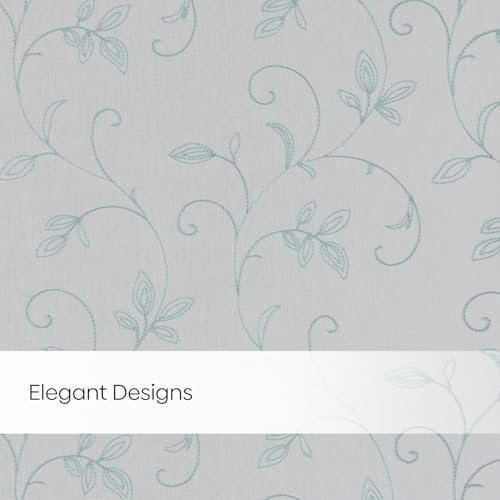 Image of haus & kinder Curtains 7 feet Long | Embroidery Sheer Curtains 7 Feet Long Pack of 1 | Door Curtains 7 feet Light-Filtering & Breathable Sheer Curtains (Willow Trail Sea Foam, 114x213cm)