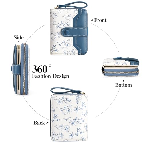 GAEKEAO Small Wallet for Women Leather RFID Blocking Bifold Zipper Pocket Credit Card Holder Purse Wallets with ID Window4