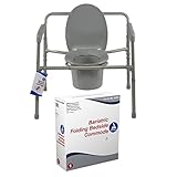 Dynarex Folding Bedside Commode, 3 in 1 Portable Toilet Chair for The Elderly and Disabled, Designed for Free Standing Use, as a Raised Toilet Seat and Toilet Safety Rail, 1 Commode (Bariatric)