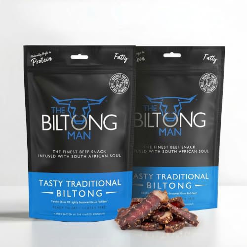 The Biltong Man Tasty Traditional Lean Beef Biltong High-Protein Beef Snack 1000g (2 x 500g)