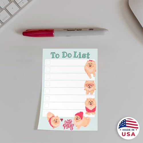 Image of DAILY RITMO Pomeranian Kawaii Sticky Notepad to Do List | Pomeranian Dog Lover Gifts for Women | Office School Supply Sticky Notes 4 inchx6 inch 50 Pages
