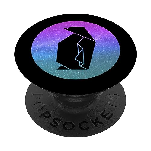 Pinguino Origami Galassia Vaporwave Estetica Retro Animali PopSockets PopGrip Intercambiabile