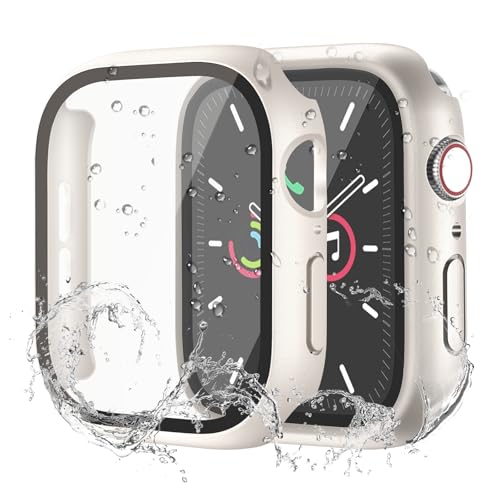 Image of Waterproof Case for Apple Watch Series SE2 SE 6 5 4 40mm, Built-in Screen Protector with Tempered Glass [Touch Sensitive] Cover for iWatch S6 /S5 /S4 /SE 40mm, Starlight