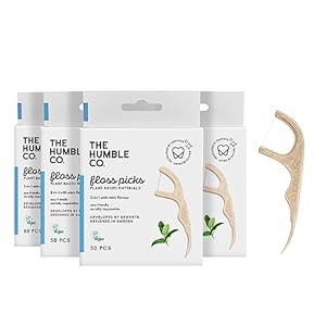 The Humble Co. Floss Picks (200 Count) – Plant Based Dental Floss Picks for Superior Oral Care, Dental Hygiene, and Gum Health, Cruelty Free Tooth Floss Picks (Mint, Single Thread)
