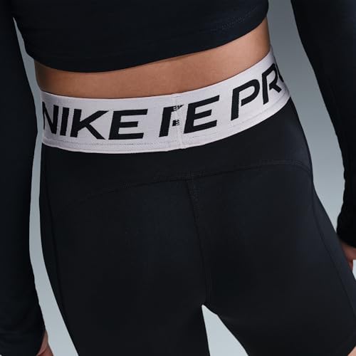 Nike Pro Big Kids' (Girls') Dri-FIT 5" Shorts (Black/Platinum Violet/White)3