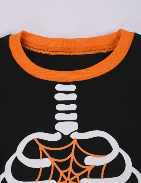 Benaive Halloween Pajamas for Boys Glow In Dark Holiday Pjs for Boy Cotton Pajama Sets 2 Pieces Kids Sleepwear Long Sleeves Size 10 - image 5