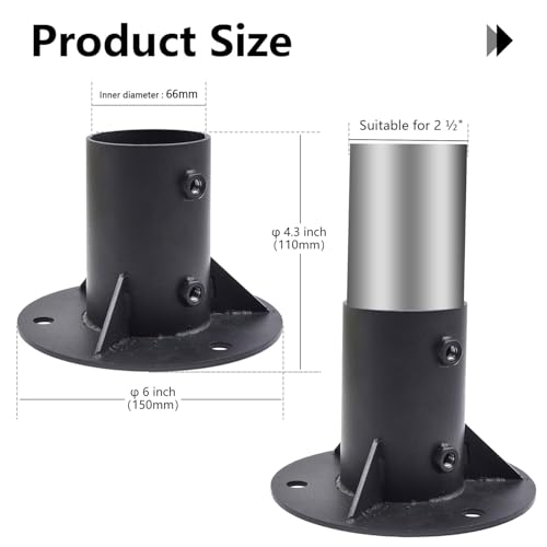 Base para poste de valla de eslabones de 2.5 pulgadas y soportes de buzón redondos con tornillos 2