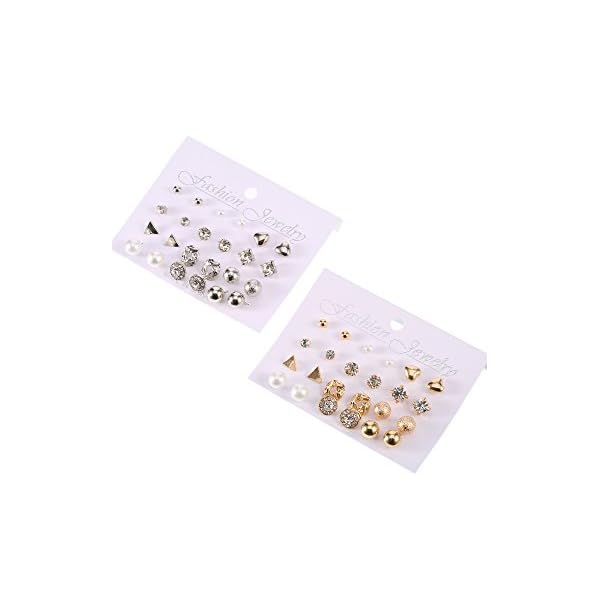 BBTO-24-Pairs-Stud-Earrings-Crystal-Pearl-Earring-Set-Ear-Stud-Jewelry-for-Girls-Women-Men-Silver-and-Gold 24 Pairs Stud Earrings Crystal Pearl Earring Set Ear Stud Jewelry for Girls Women Men, Silver and Gold