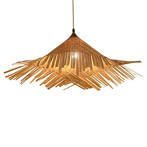 Lampe suspendue en bambou avec douille E26 pour plafonnier rétro