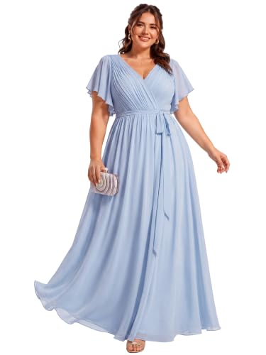 Image of Ever-Pretty Plus Women's Chiffon Maxi Plus Size Formal Bridesmaid Dresses
