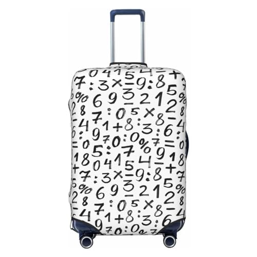 White Math Print Black Luggage Cover Protector Anti-Scratch Washable Fits 18-32 Inch Luggage-Small