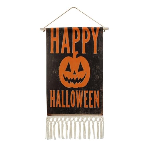 Jubonexis Arazzo da parete in lino, poster da parete vintage con nappe e asta in legno per appendere