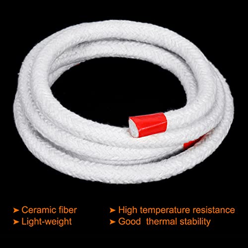 Patikil 6.57Ft X 33/64" Ceramic Fiber Rope, Round Braided Rope High-Temperature Gasket Seal For Boiler Furnace Oven Kiln Casting, White #TOP2