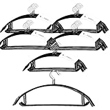 KUENTAI スーパーグリップ多機能ハンガー 50本セット 42.5cm すべらないハンガー 落ちない 収納 洗濯 ズレない 跡がつかない 滑り落ちない 頑丈 丈夫 おしゃれ 衣類 黒