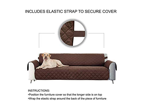 E-Living Store Z01670 Reversible Furniture Protector with 2 Inch Elastic Strap, Machine Washable, Perfect for Pet and Kids, Seat Width Up to 70", Sofa, Chocolate - Thumbnail 3
