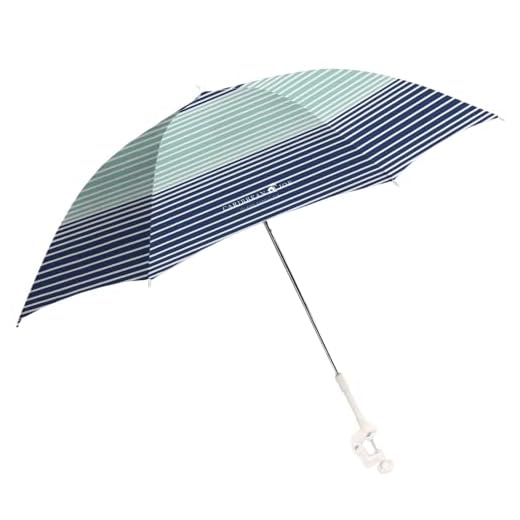 Caribbean Joe Beach Umbrella for Chair, Adjustable and Universal Clamp On Beach Umbrella with UV Protection, 48 Inch Arc, Horizon Stripe