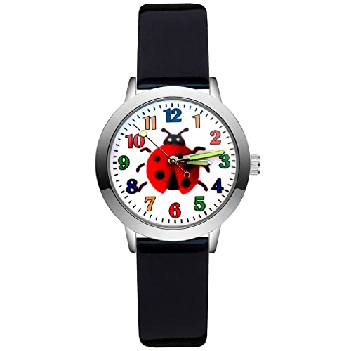 Reloj para niña Dibujos Animados de Moda Estilo Lindo Escarabajo Estudiante niñas Relojes de Pulsera de Cuero de Cuarzo Relojes para niñas (Color : Sky Blue)