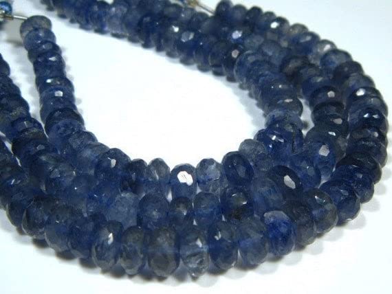 Iolite rondelles facettées 8mm rang de pierres pour enfilage et réparation de bijoux anciens