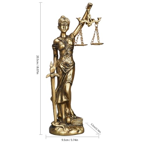 Estatua Lady Justice Diosa griega romana de justicia resina dorada miniatura 3