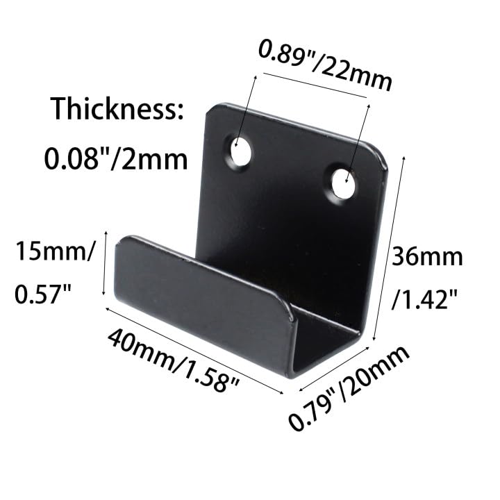 Image of 12 Pcs Stainless Steel Tile Display Hanger, Heavy Duty Wall Mounted Bracket Hooks for Ceramic Tiles, Mirrors, Picture Frames, Black, 0.79 inch Inner Width