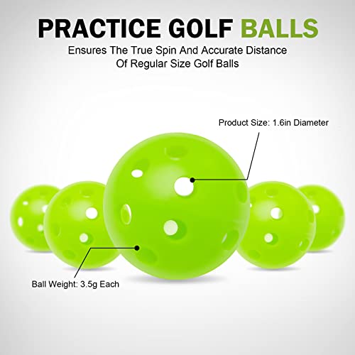 Aqueenly Practice Golf Balls For Backyard, 50 Pack Plastic Golf Balls For Practice, 42Mm Green Golf Balls Golf Practice Balls Plastic Training Golf Balls For Swing Practice Driving Range Home Use #TOP1