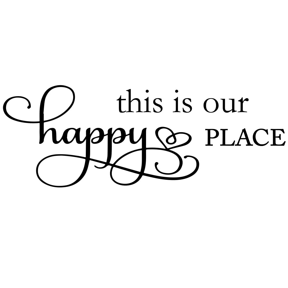 Fencosyn 'This is Our Happy Place' rzeźbione litery naklejka ścienna słodki cytat winyl sztuka ścienna napis dekoracja domu