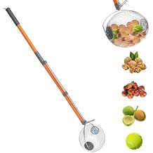 Nut Gatherer Roller, Nut Picker Upper for Pecans, Acorns, Hickory Nuts, Sweet Gum Balls, Golf Balls, Stainless Steel Nut Collector with Adjustable Handle, Yard Cleanup Tool