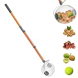 Nut Gatherer Roller, Nut Picker Upper for Pecans, Acorns, Hickory Nuts, Sweet Gum Balls, Golf Balls, Stainless Steel Nut Collector with Adjustable Handle, Yard Cleanup Tool