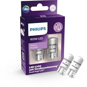 Philips Ultinon Pro6000 W5W T10 LED-Fahrzeugbeleuchtung mit Straßenzulassung, 6.000K, modellspezifische Zulassung als…