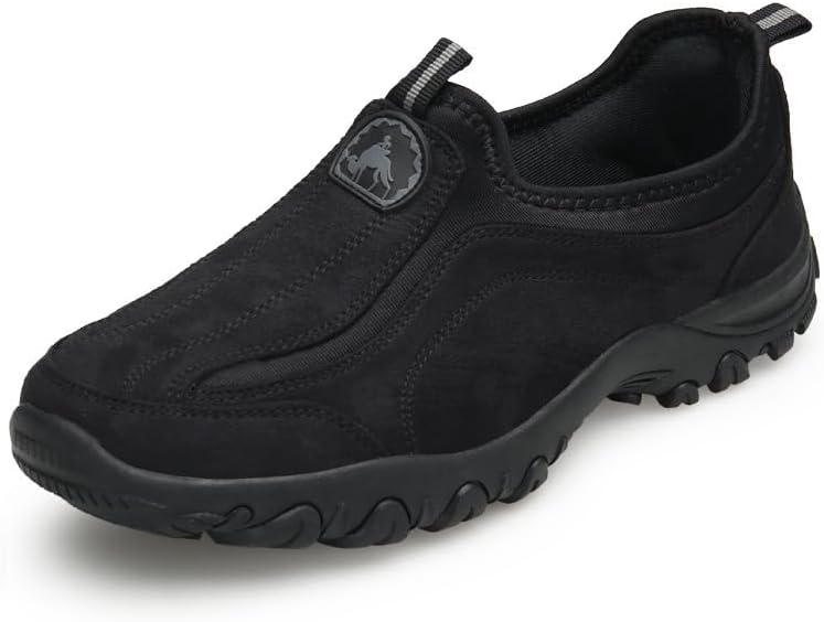 Men's Hands Free Slip On Walking Shoes Loafers Sneakers Casual Leather Comfortable Breathable Hiking Working All-Terrain Ankle Boots Trekking