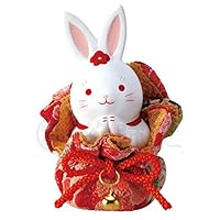 ちりめん細工　うさぎの人形　巾着　花うさぎ Amazon.co.jp: 薬師窯 錦彩ちりめん巾着花うさぎ(右手上げ) : おもちゃ